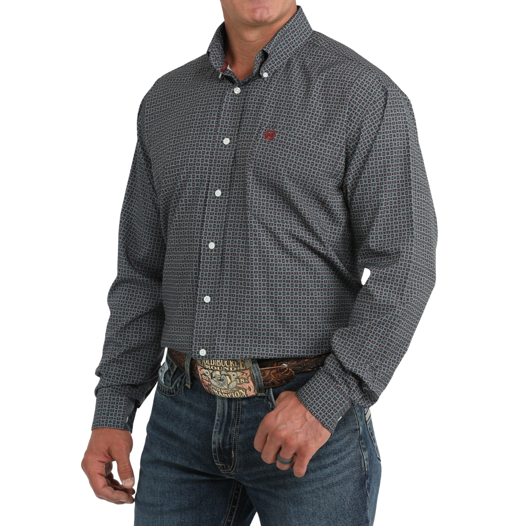 Cinch Men's Blue ArenaFlex Printed Button Down Shirt MTW1106137