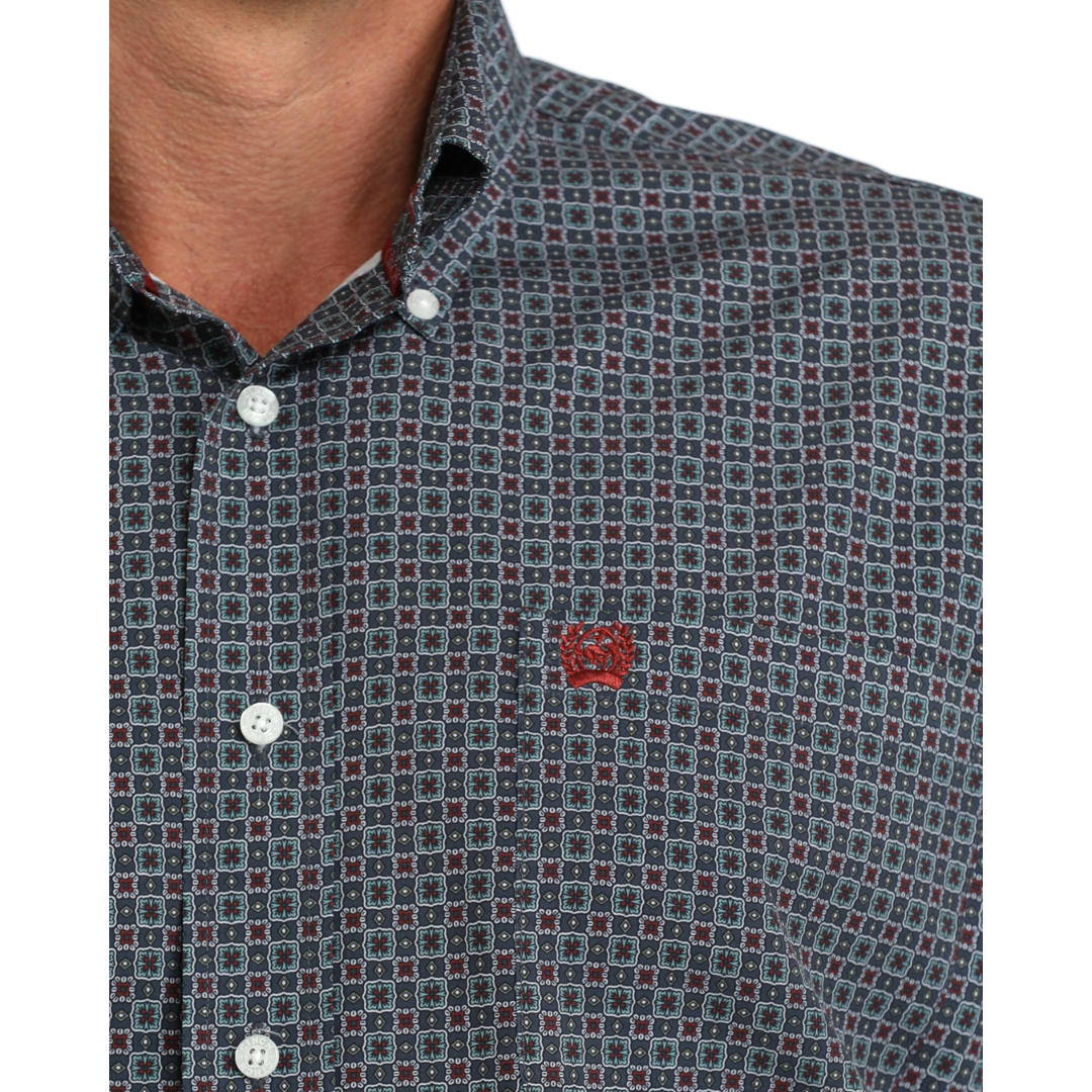 Cinch Men's Blue ArenaFlex Printed Button Down Shirt MTW1106137