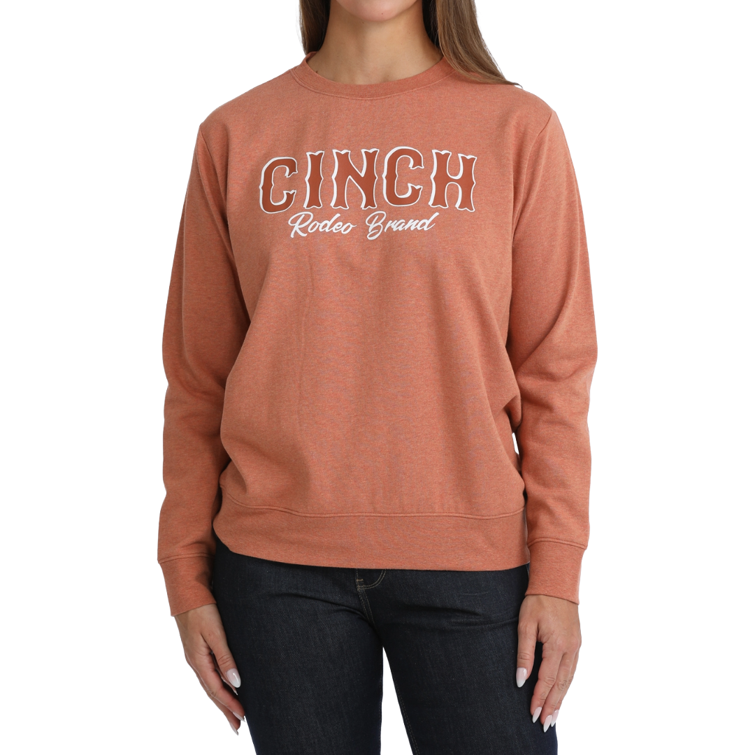 Cinch Ladies Orange Logo Graphic Fleece Sweatshirt MAK7905008