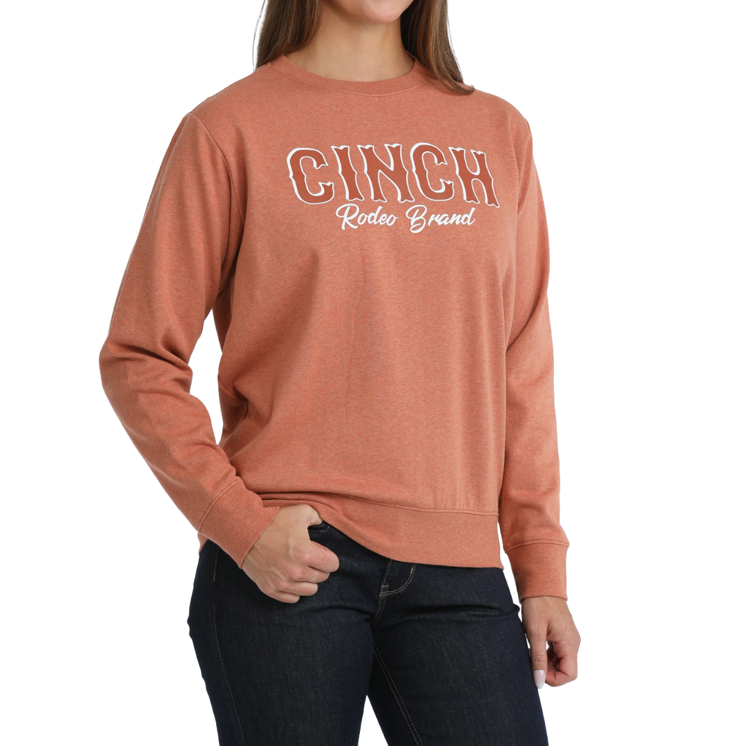 Cinch Ladies Orange Logo Graphic Fleece Sweatshirt MAK7905008