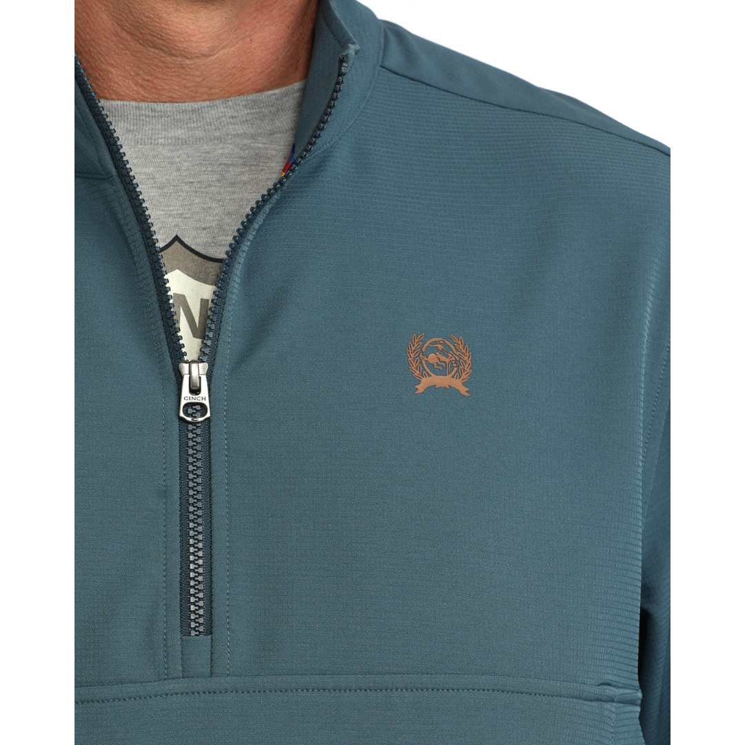 Cinch Men's Teal 1/4 Zip Windbreaker Pullover MWJ1935002