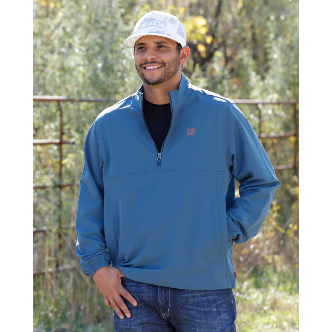 Cinch Men's Teal 1/4 Zip Windbreaker Pullover MWJ1935002