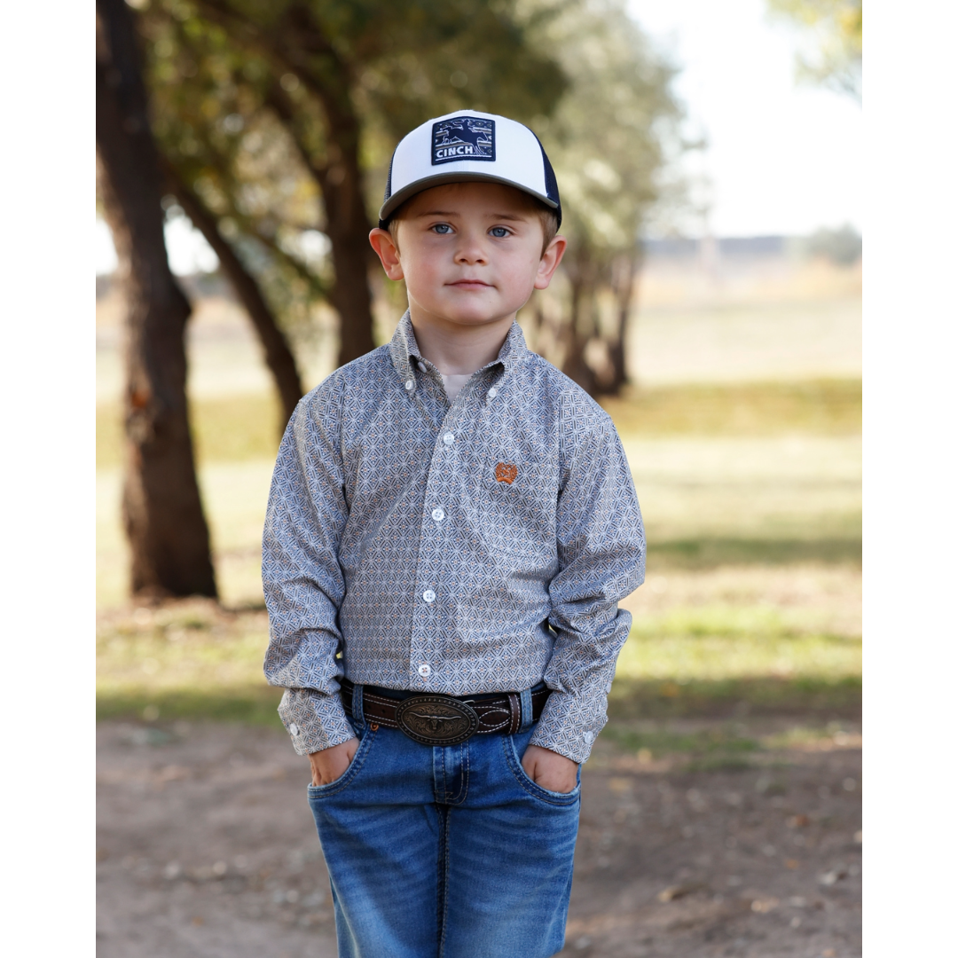 Cinch Toddler Boy's Diamond Print Button Down Shirt MTW7061423