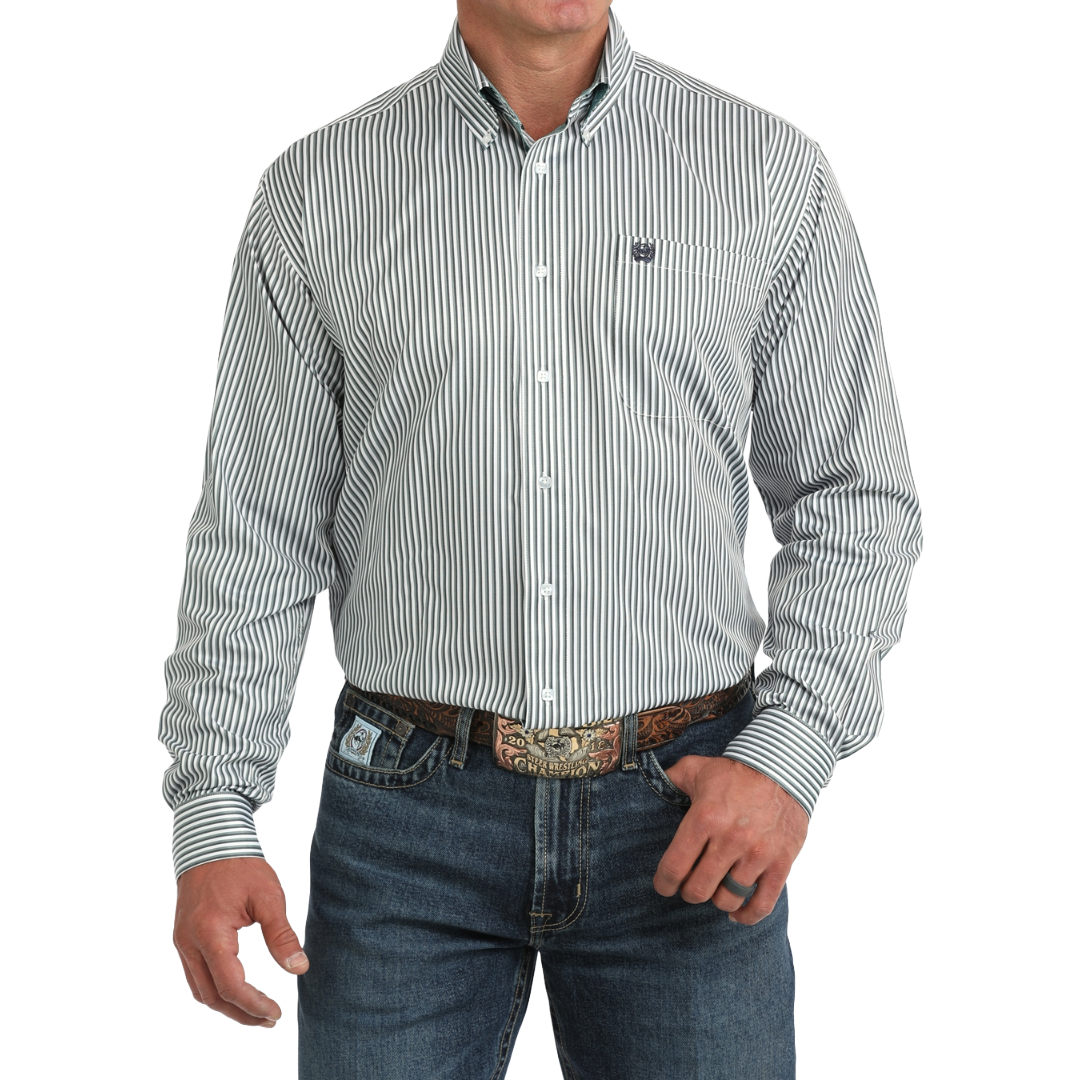 Cinch Men's Blue Striped Button Down Shirt MTW1106135