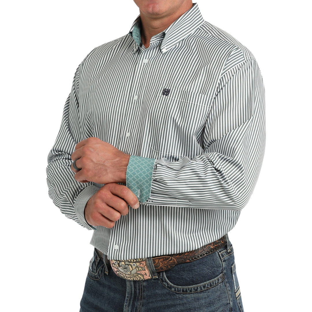 Cinch Men's Blue Striped Button Down Shirt MTW1106135