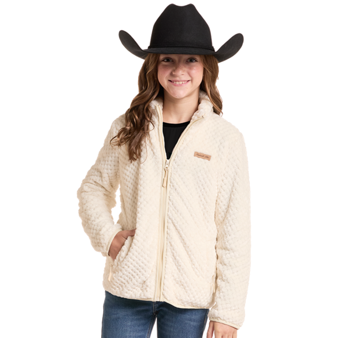 Rock & Roll Denim Youth Girl's Natural Sherpa Zip Jacket DG92C09297-12
