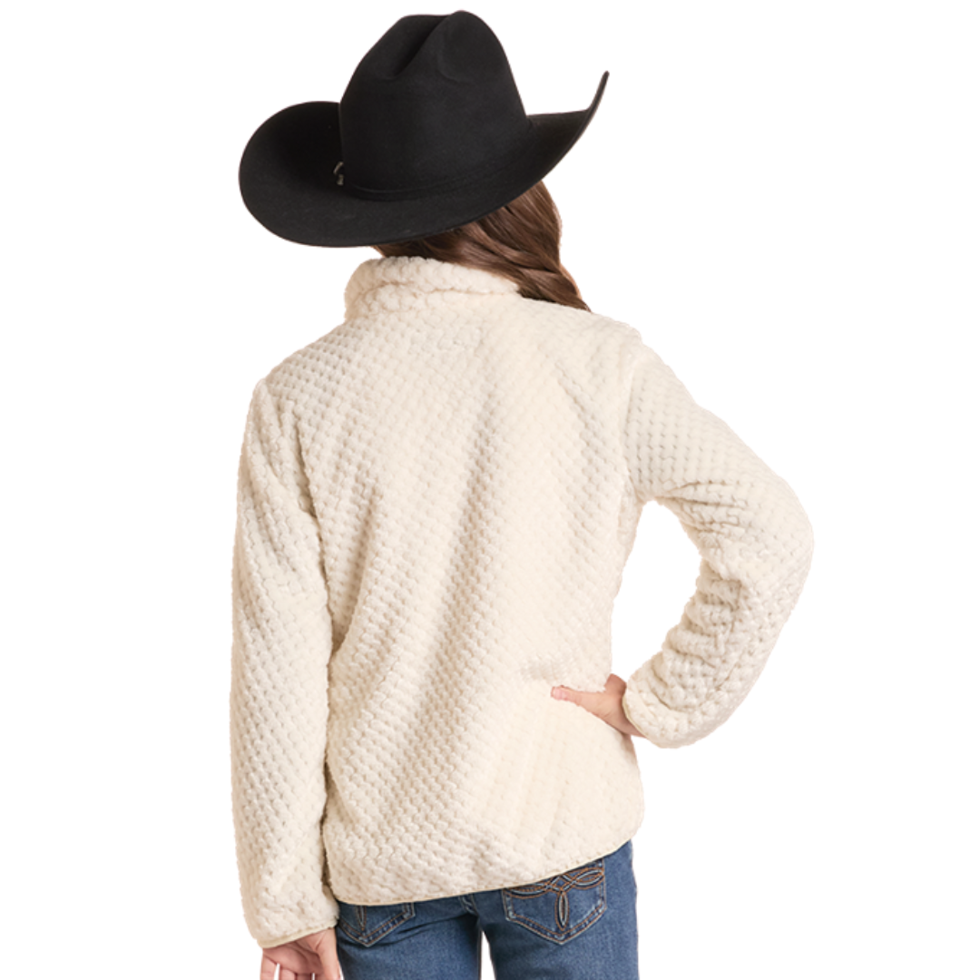 Rock & Roll Denim Youth Girl's Natural Sherpa Zip Jacket DG92C09297-12