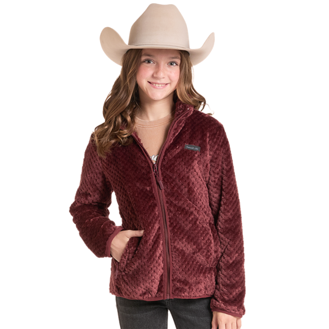 Rock & Roll Denim Youth Girl's Wine Sherpa Zip Jacket DG92C09297-63