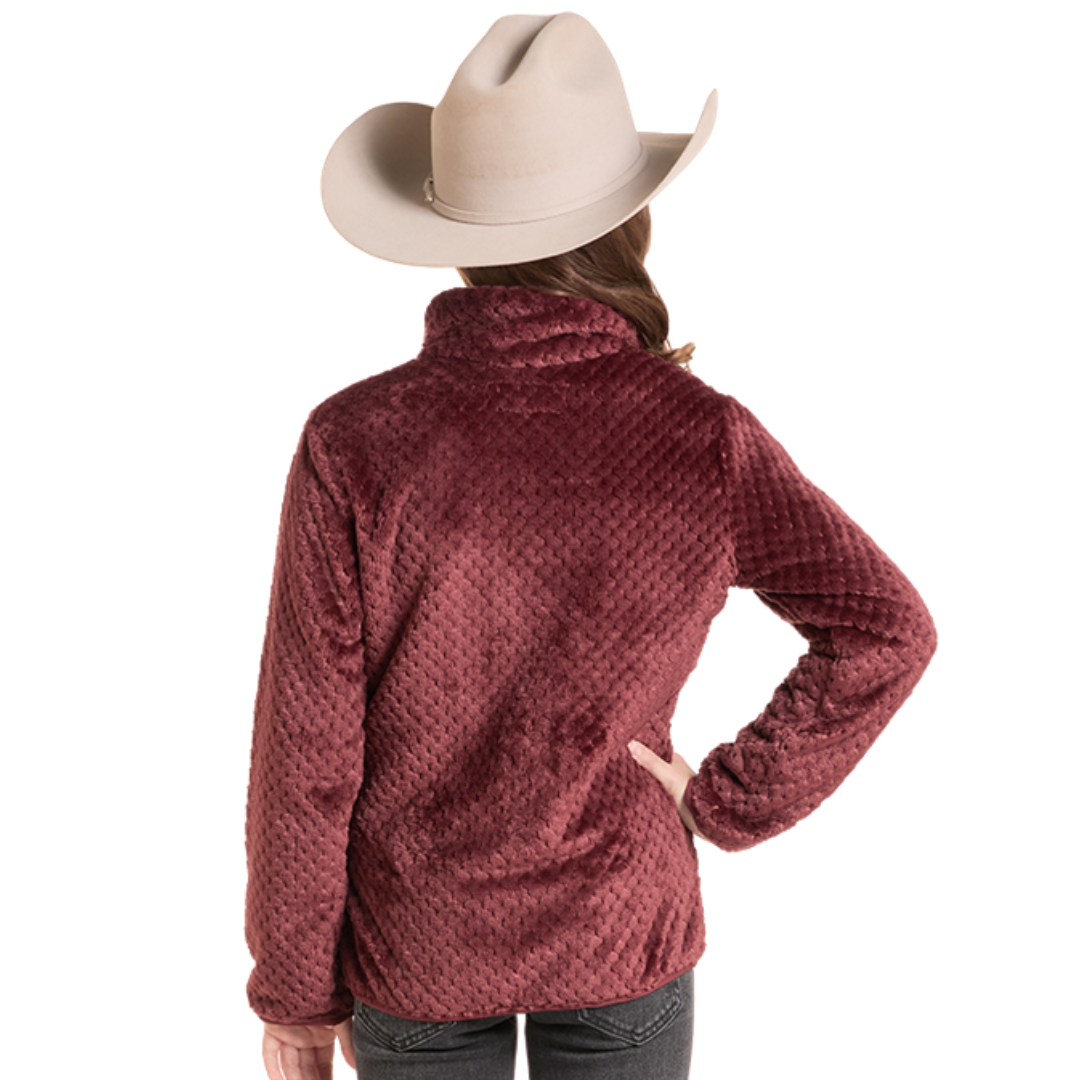 Rock & Roll Denim Youth Girl's Wine Sherpa Zip Jacket DG92C09297-63
