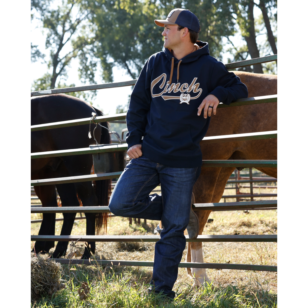Cinch Men's Navy Fleece Logo Pullover Hoodie MWK1206036