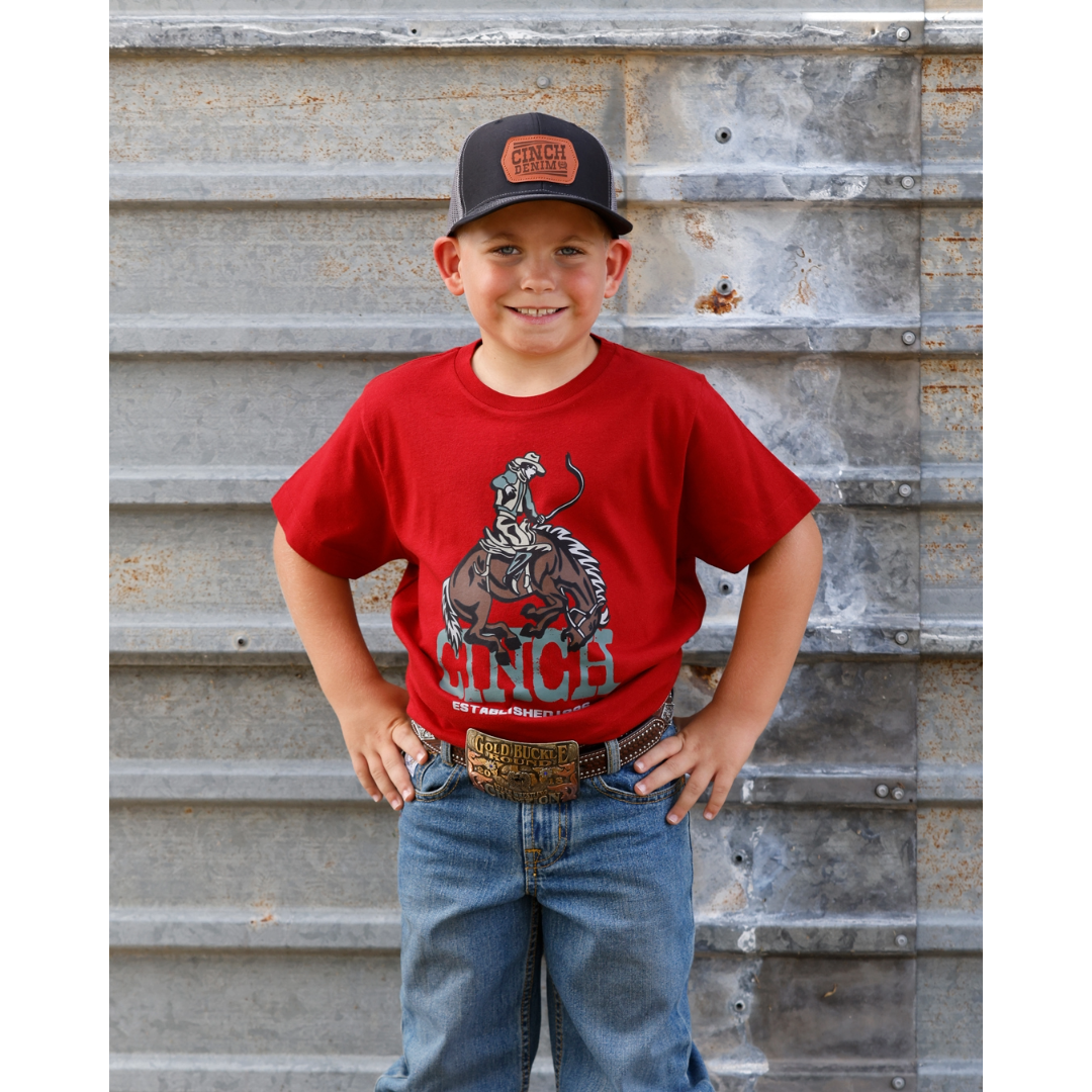 Cinch Youth Boy's Burgundy Red Graphic T-Shirt MTT7670186