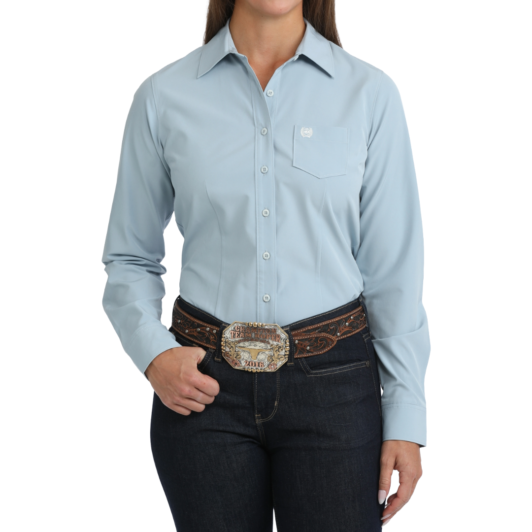 Cinch Ladies ArenaFlex Light Blue Button Down Shirt MSW9164278