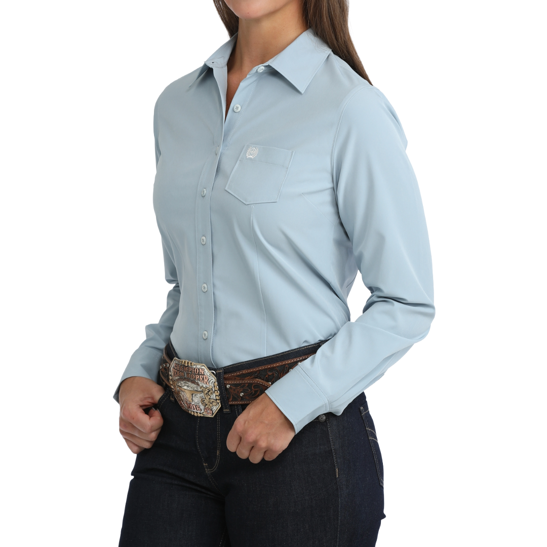 Cinch Ladies ArenaFlex Light Blue Button Down Shirt MSW9164278