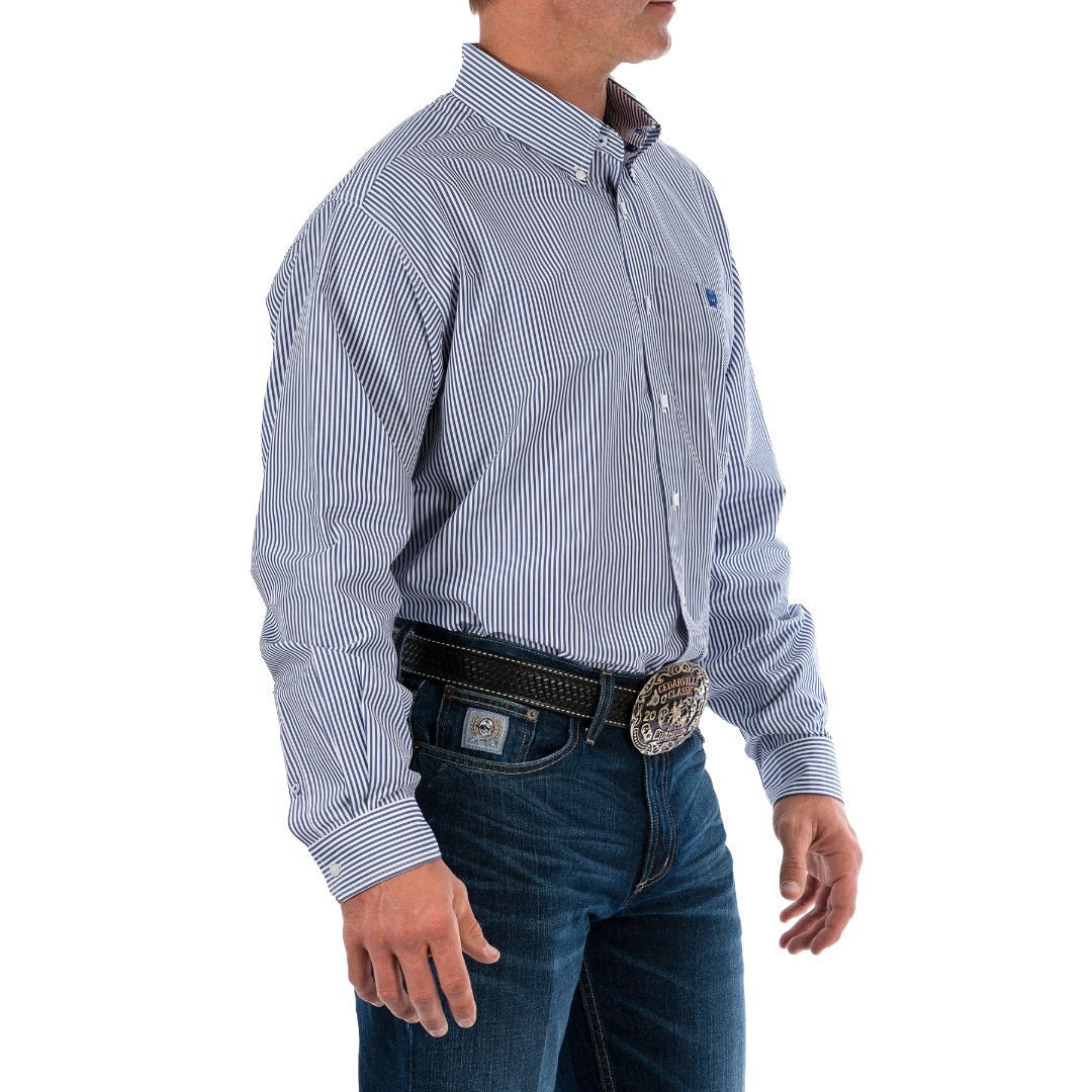 Cinch Men's Royal Striped Print Button Down Shirt MTW1104729