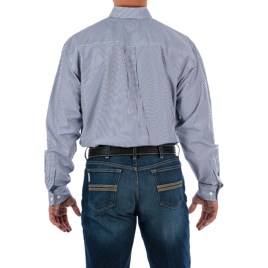Cinch Men's Royal Striped Print Button Down Shirt MTW1104729