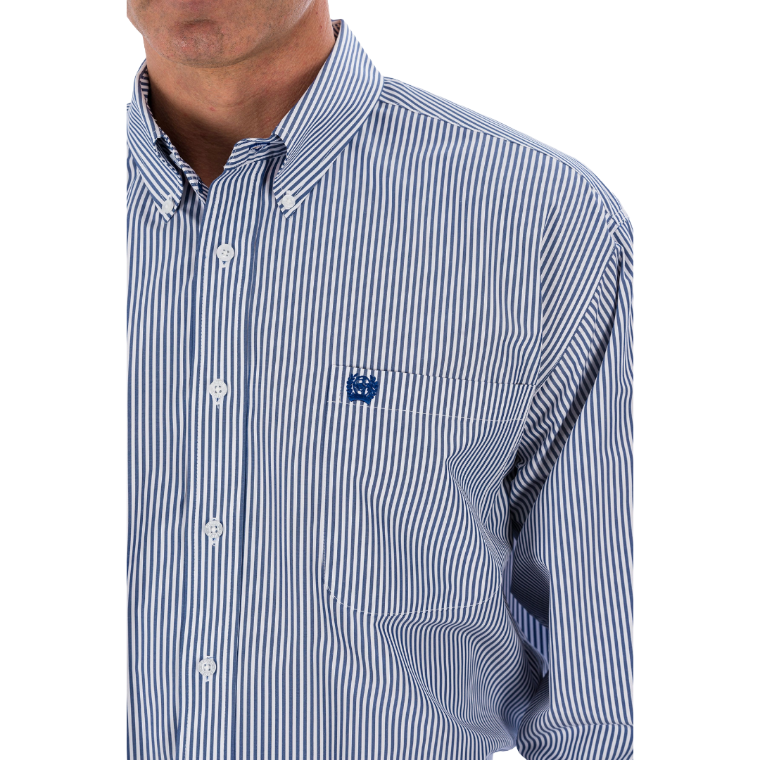 Cinch Men's Royal Striped Print Button Down Shirt MTW1104729