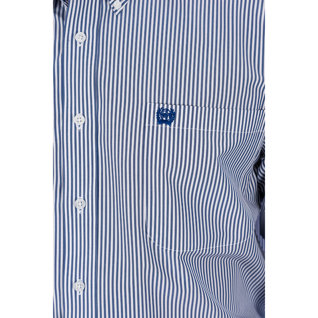 Cinch Men's Royal Striped Print Button Down Shirt MTW1104729