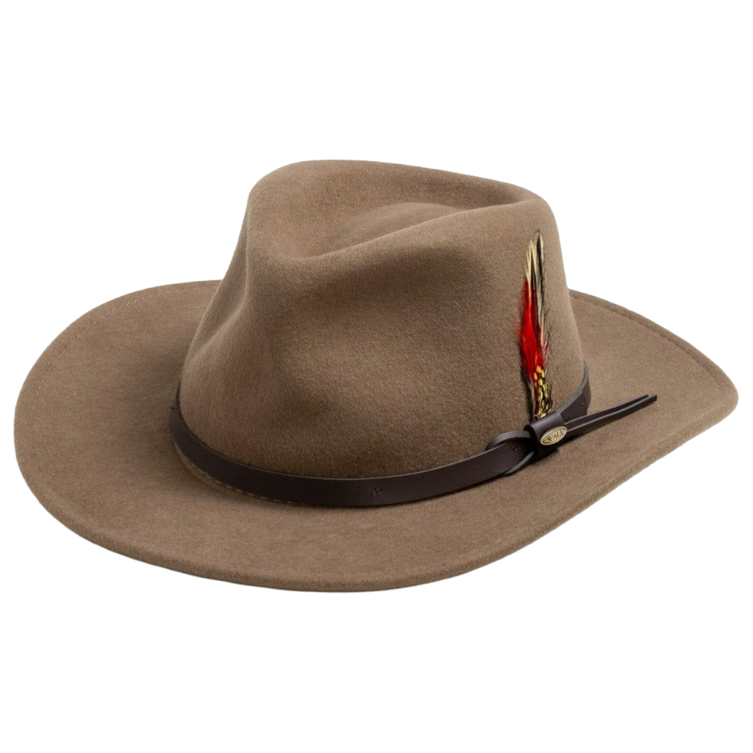Scala Dakota Tan Crushable Wool Western Hat DF6-TAN