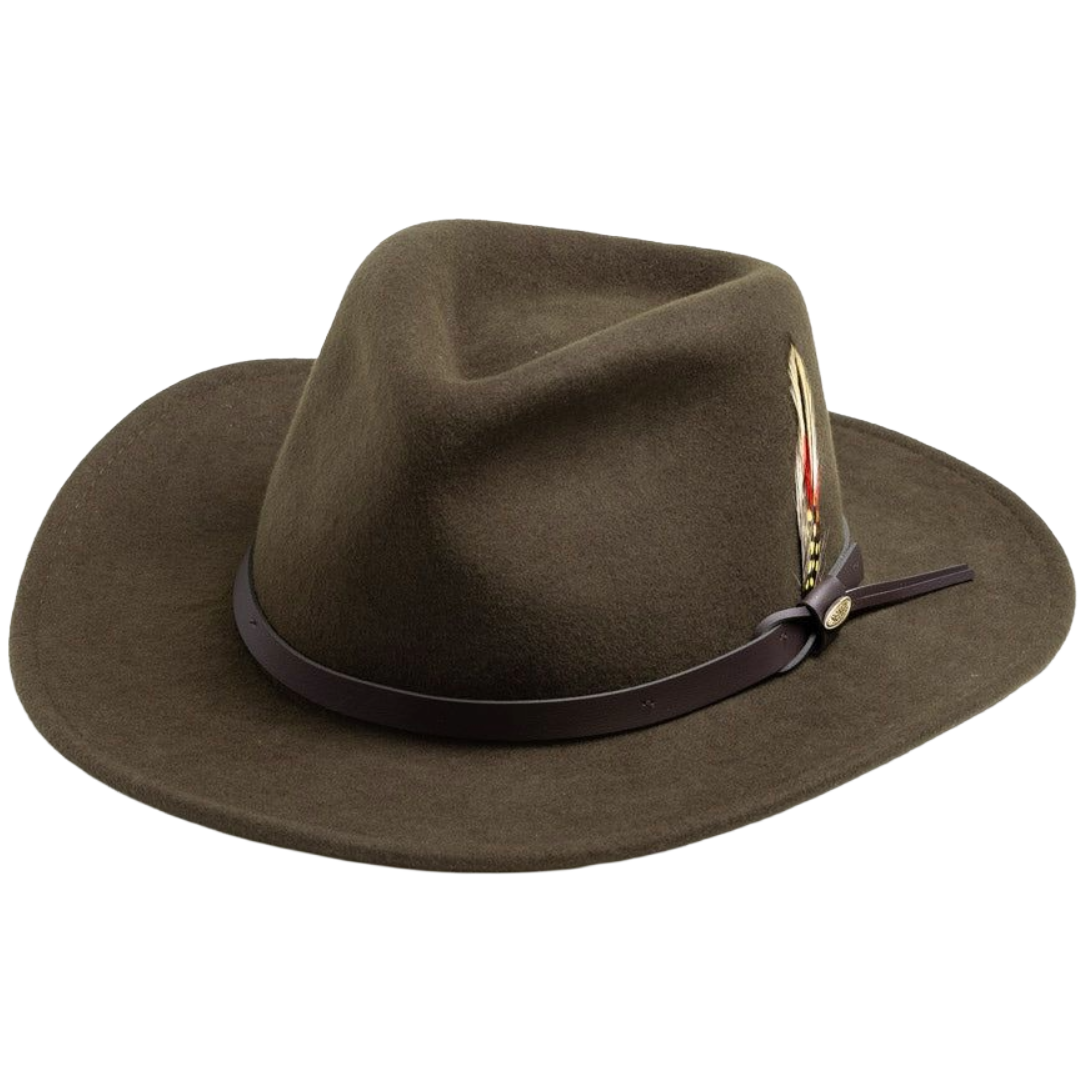 Scala Dakota Olive Crushable Wool Western Hat DF6-OLIVE