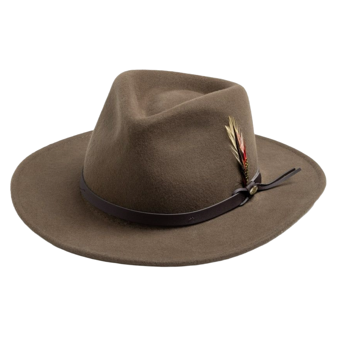 Scala Dakota Khaki Crushable Wool Western Hat DF6-KHAKI