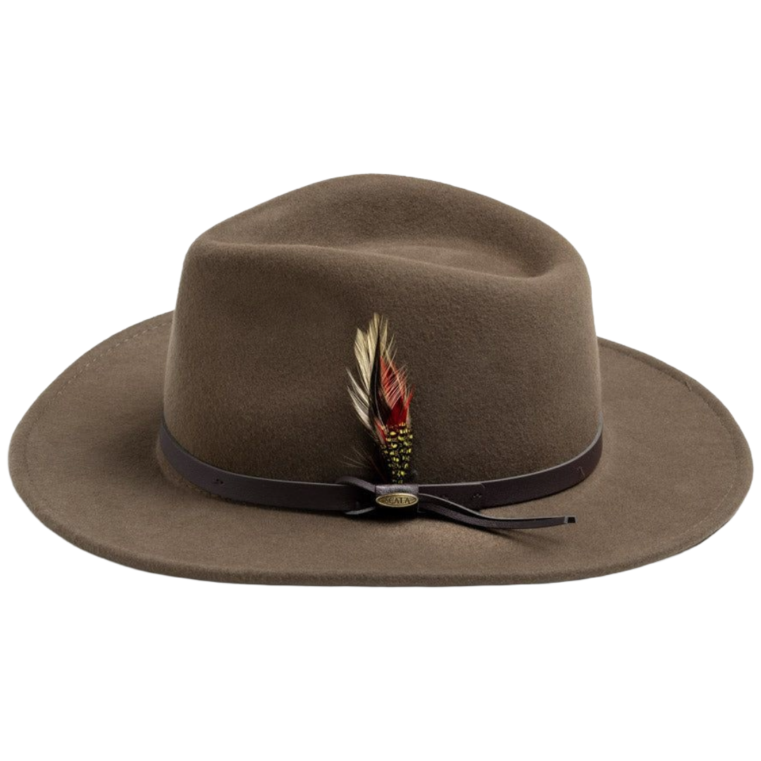Scala Dakota Khaki Crushable Wool Western Hat DF6-KHAKI