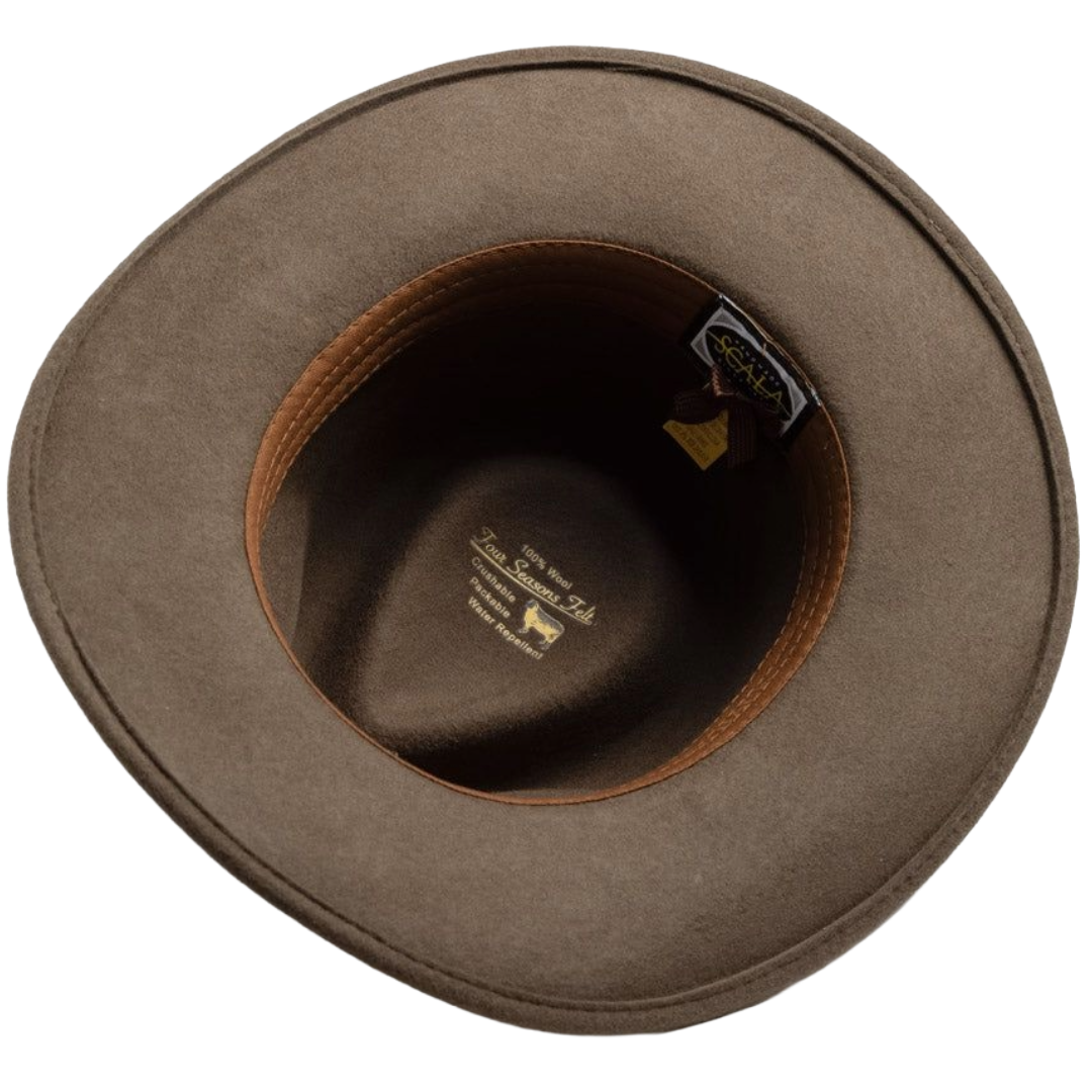 Scala Dakota Khaki Crushable Wool Western Hat DF6-KHAKI