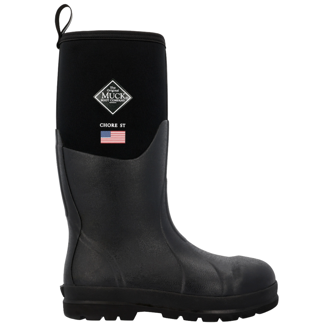 Muck Men's Chore Classic USA 16" Black Steel Toe Work Boot CHSUS00