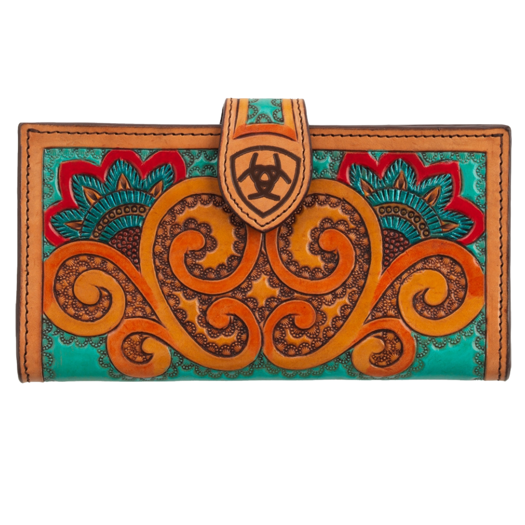 Ariat Ladies Tan Hand Tooled Paisley Leather Wallet A770016408