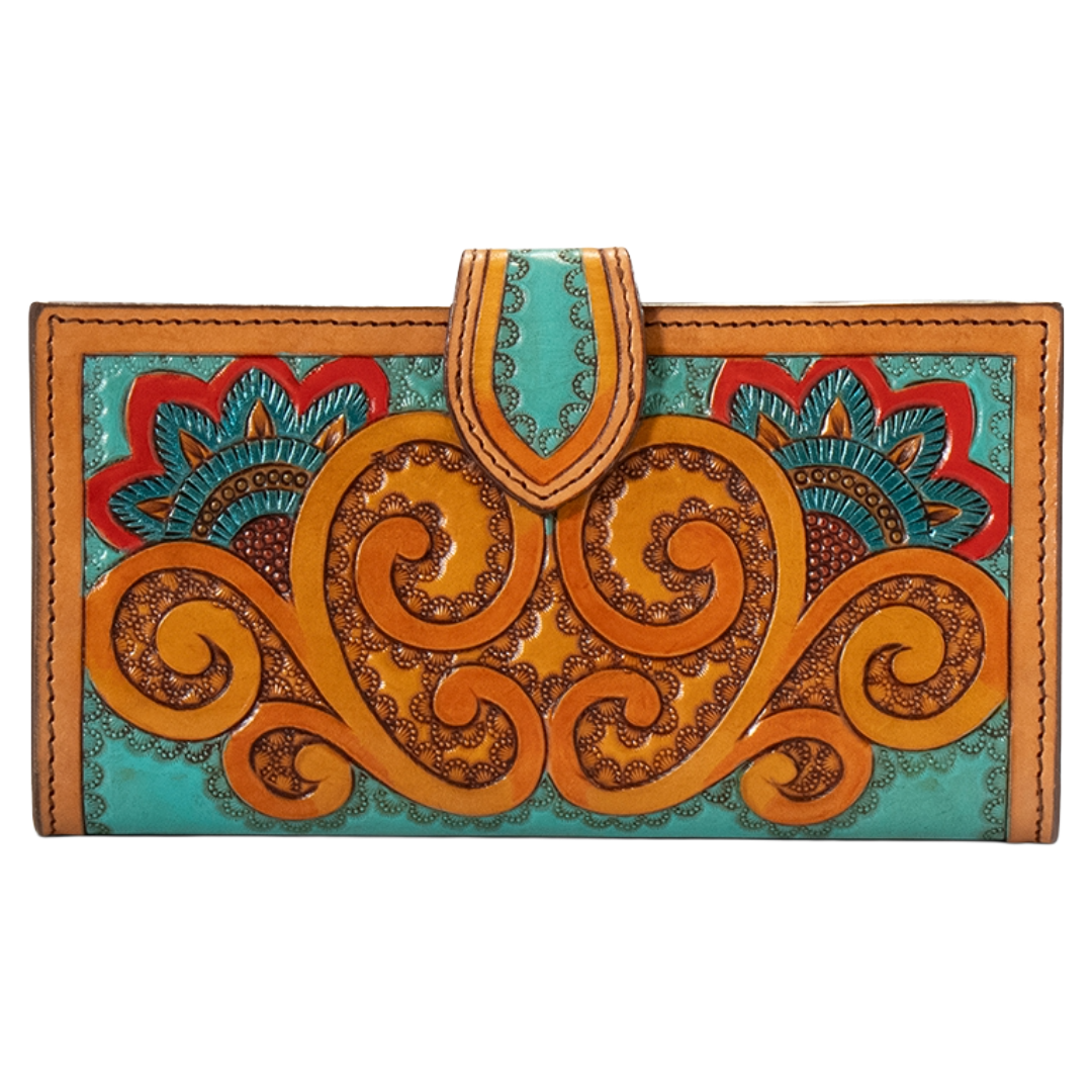 Ariat Ladies Tan Hand Tooled Paisley Leather Wallet A770016408