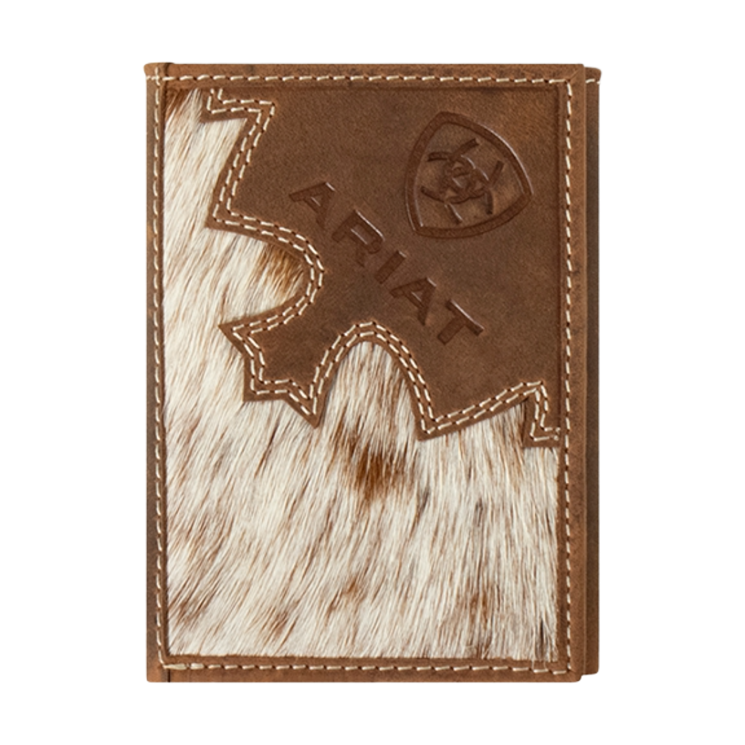 Ariat Men's Brindle Calf Hair Leather Trifold Wallet A3562402