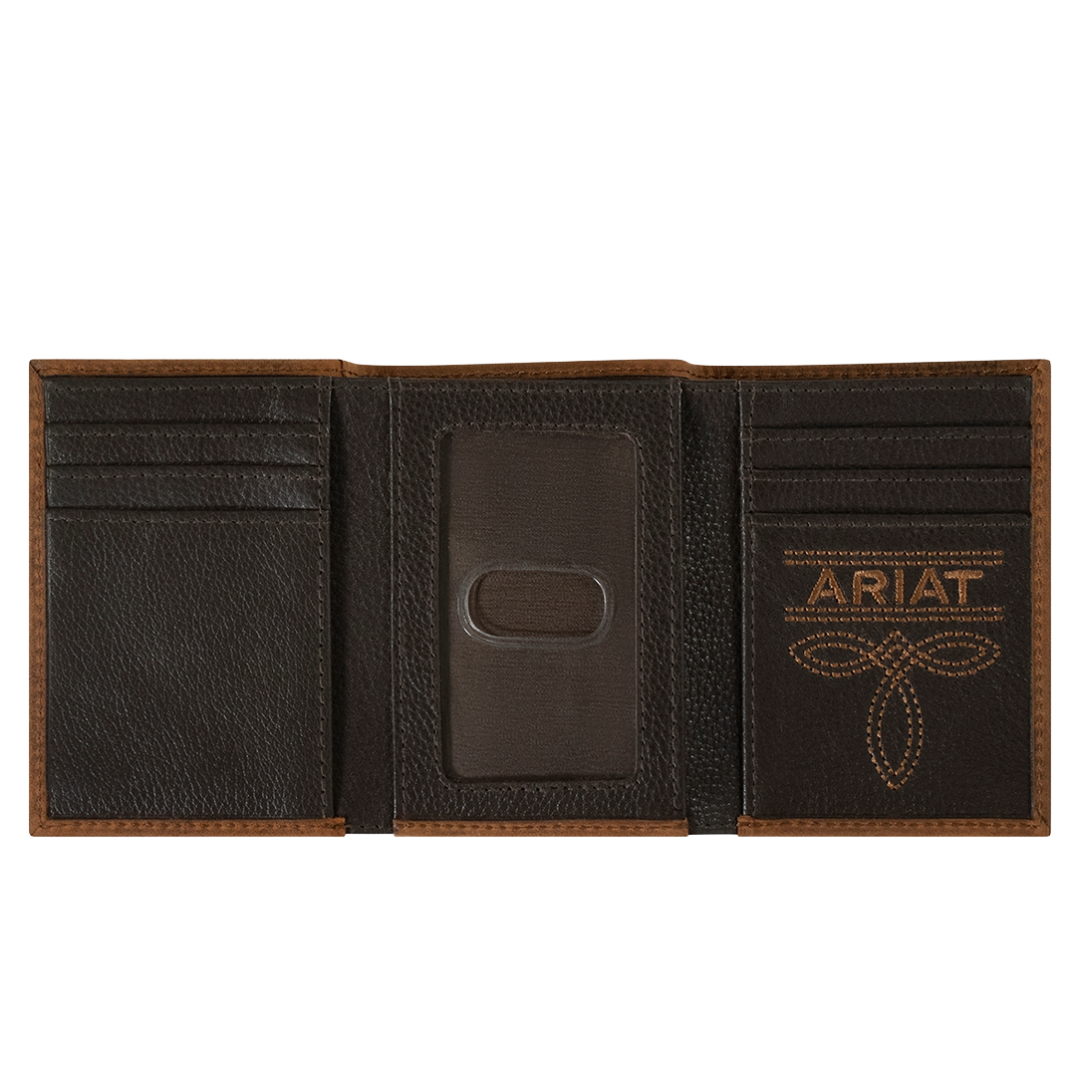 Ariat Men's Brindle Calf Hair Leather Trifold Wallet A3562402