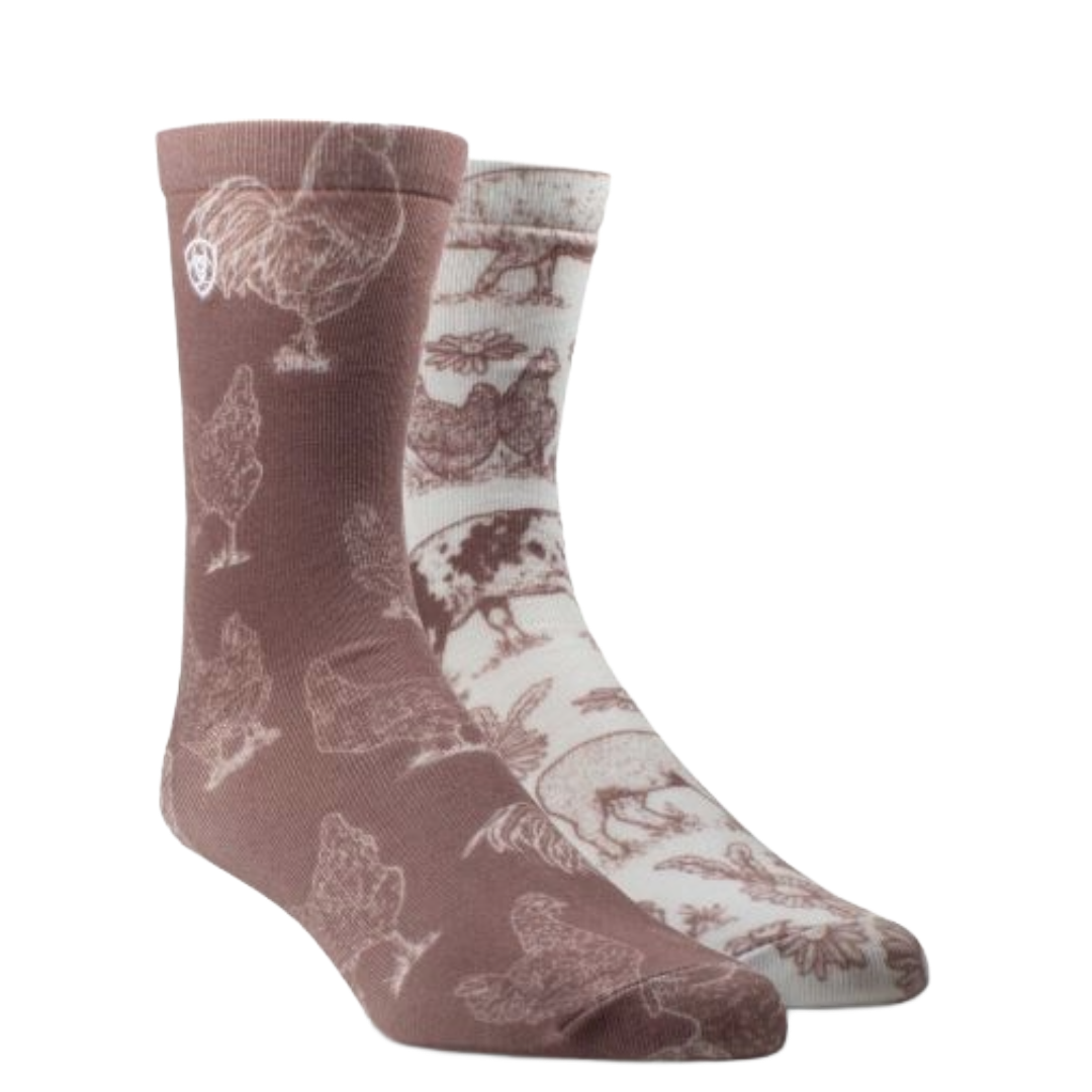 Ariat Barnyard Friends Printed 2-Pair Crew Socks AR4298-981