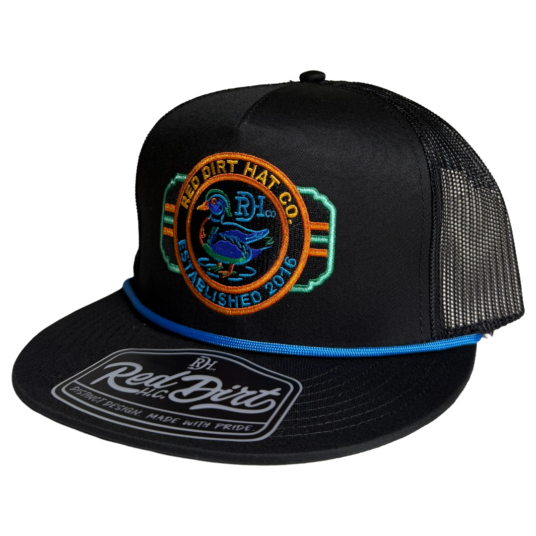 Red Dirt Hat Co. Neon Woody Black & Blue 5-Panel Trucker Cap RDHC-637