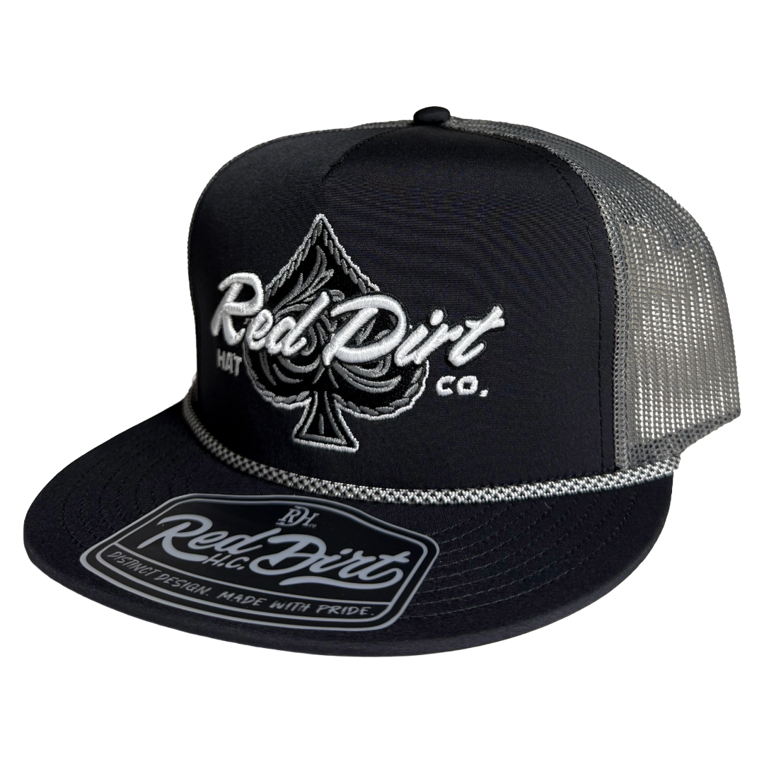 Red Dirt Hat Co. Hold Em' Black & Charcoal 5 Panel Trucker Cap RDHC-618