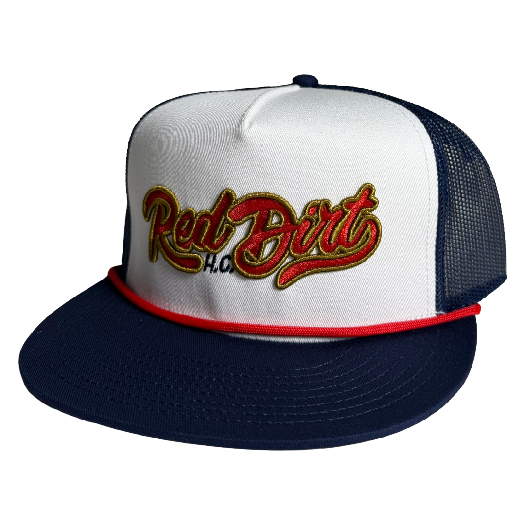 Red Dirt Hat Co.  American Grit White & Navy Trucker Cap RDHC-629