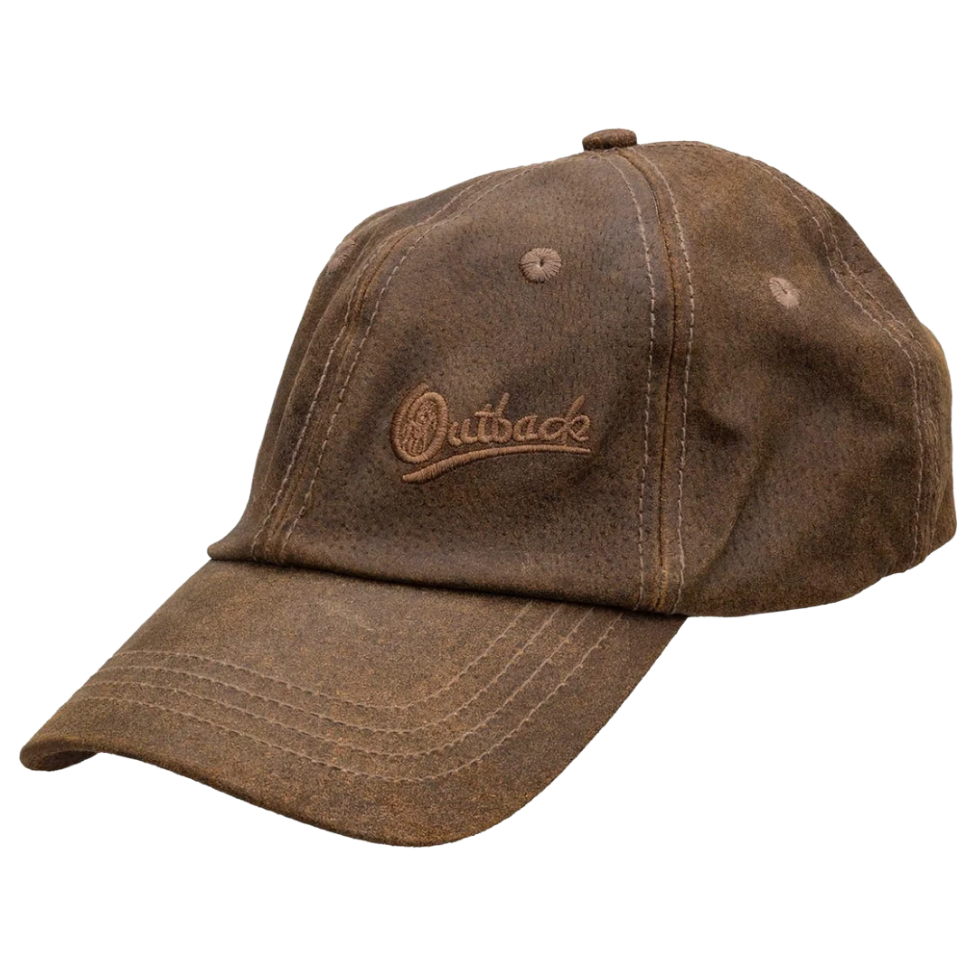 Outback Trading Brown Leather Oilskin Slugger Cap 1450-BRN