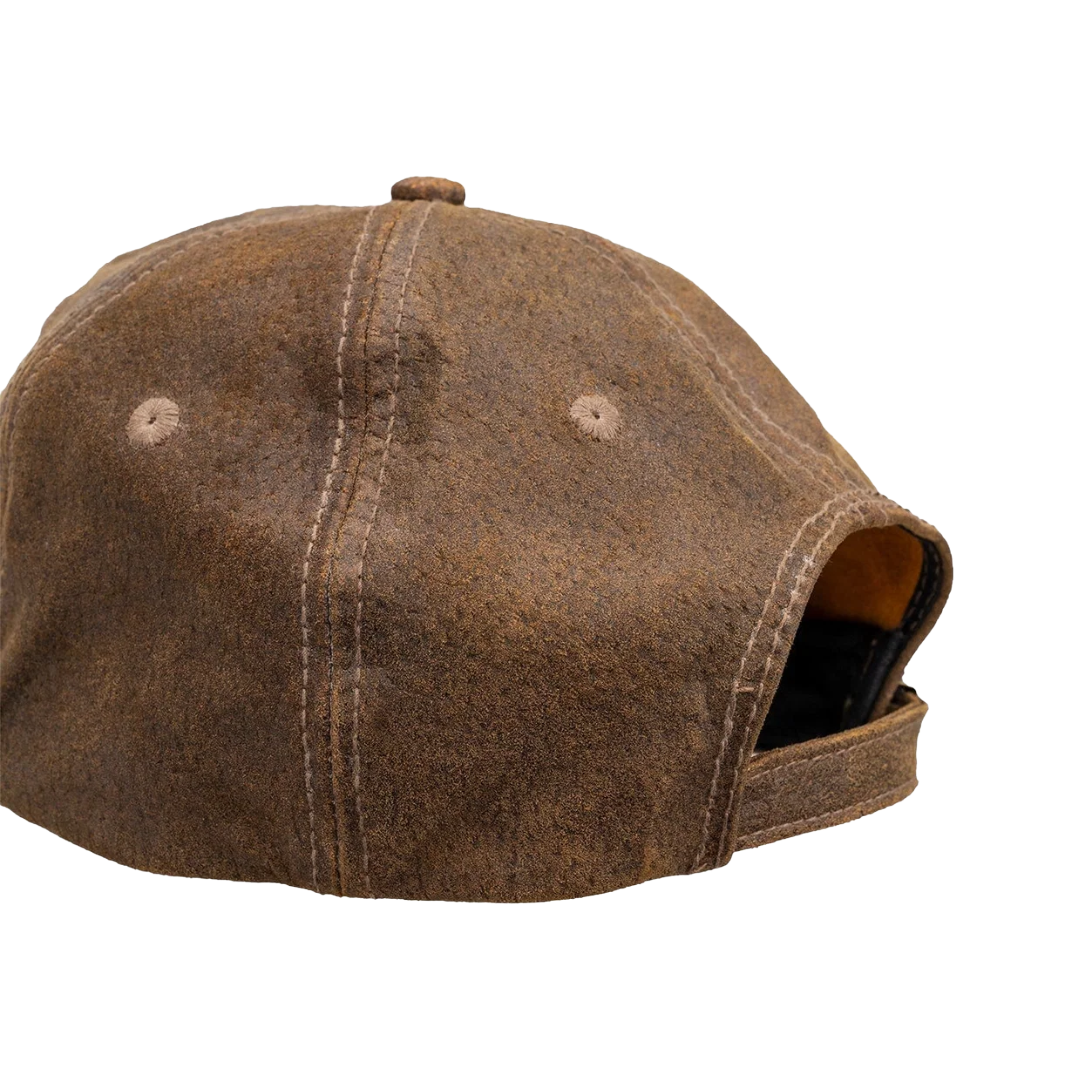 Outback Trading Brown Leather Oilskin Slugger Cap 1450-BRN