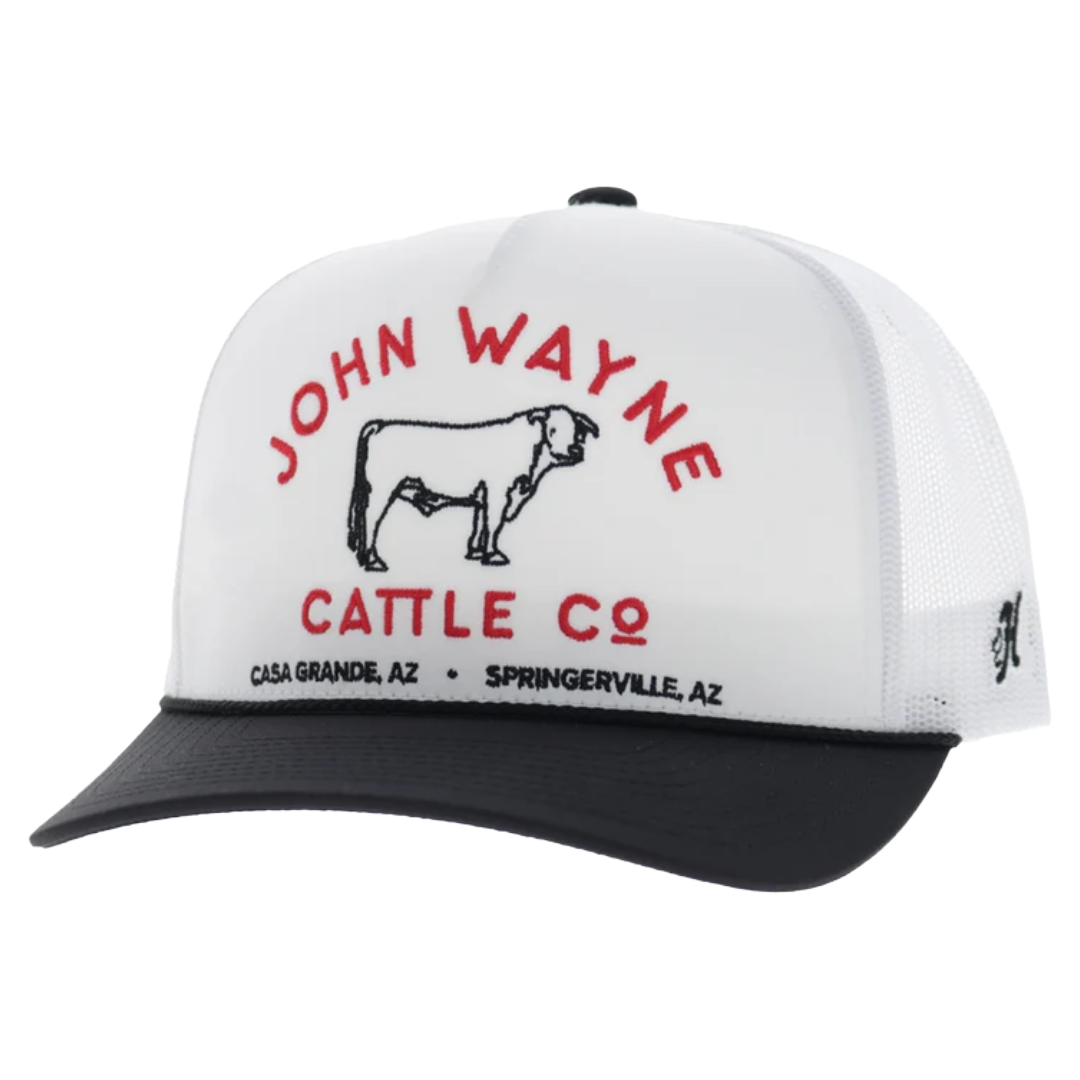 Hooey John Wayne White & Black 5-Panel Trucker Cap 2666T-WHBK
