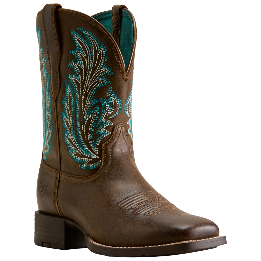 Ariat Ladies Round Up Filly Dark Cacao Wide Square Toe Western Boot 10080408