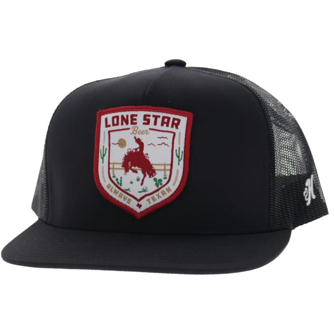 Hooey Lone Star Black 5-Panel Red Patch Trucker Cap LS032T-BK