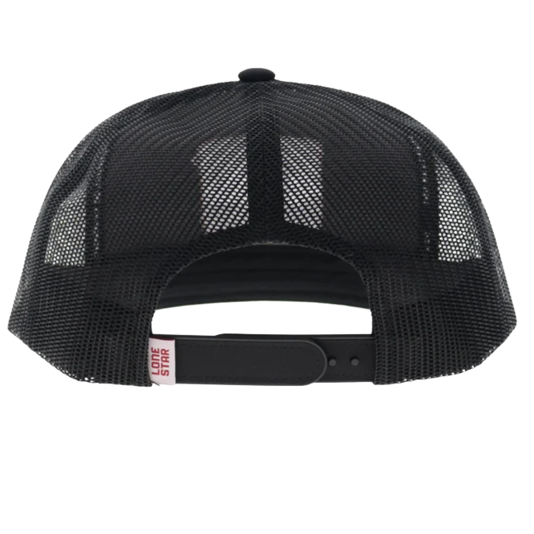 Hooey Lone Star Black 5-Panel Red Patch Trucker Cap LS032T-BK