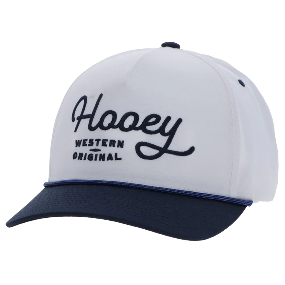 Hooey OG White & Navy Embroidered 5-Panel Trucker Cap 2560T-WHNV