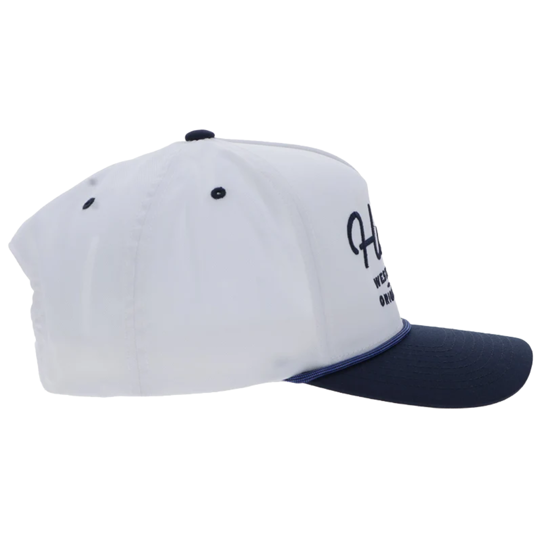 Hooey OG White & Navy Embroidered 5-Panel Trucker Cap 2560T-WHNV