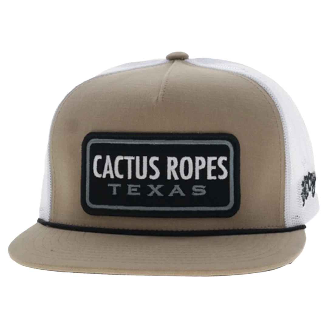 Hooey Cactus Ropes Tan & White Logo Patch 5-Panel Trucker Cap CR128