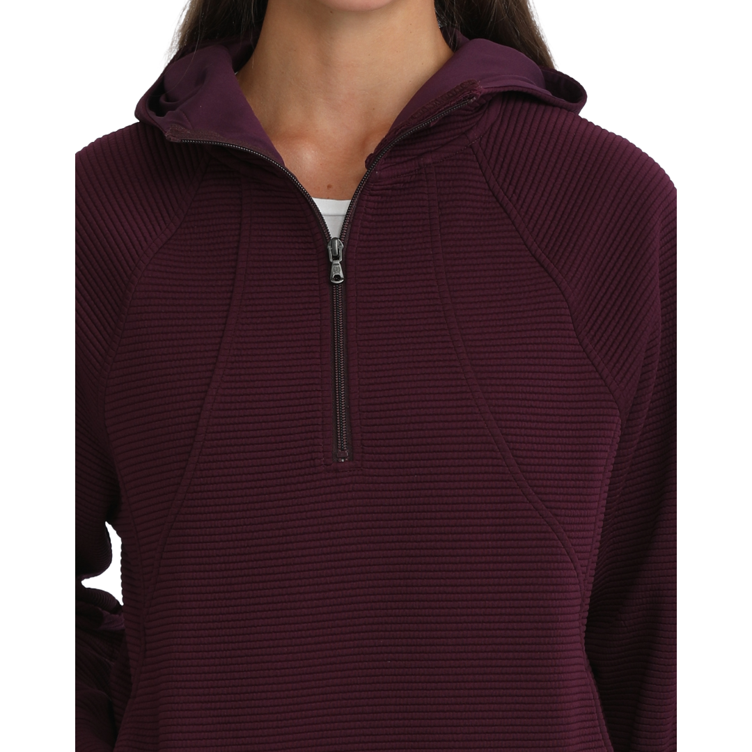 Cinch Ladies Purple 1/4 Zip Ribbed Hooded Pullover MAK7925001