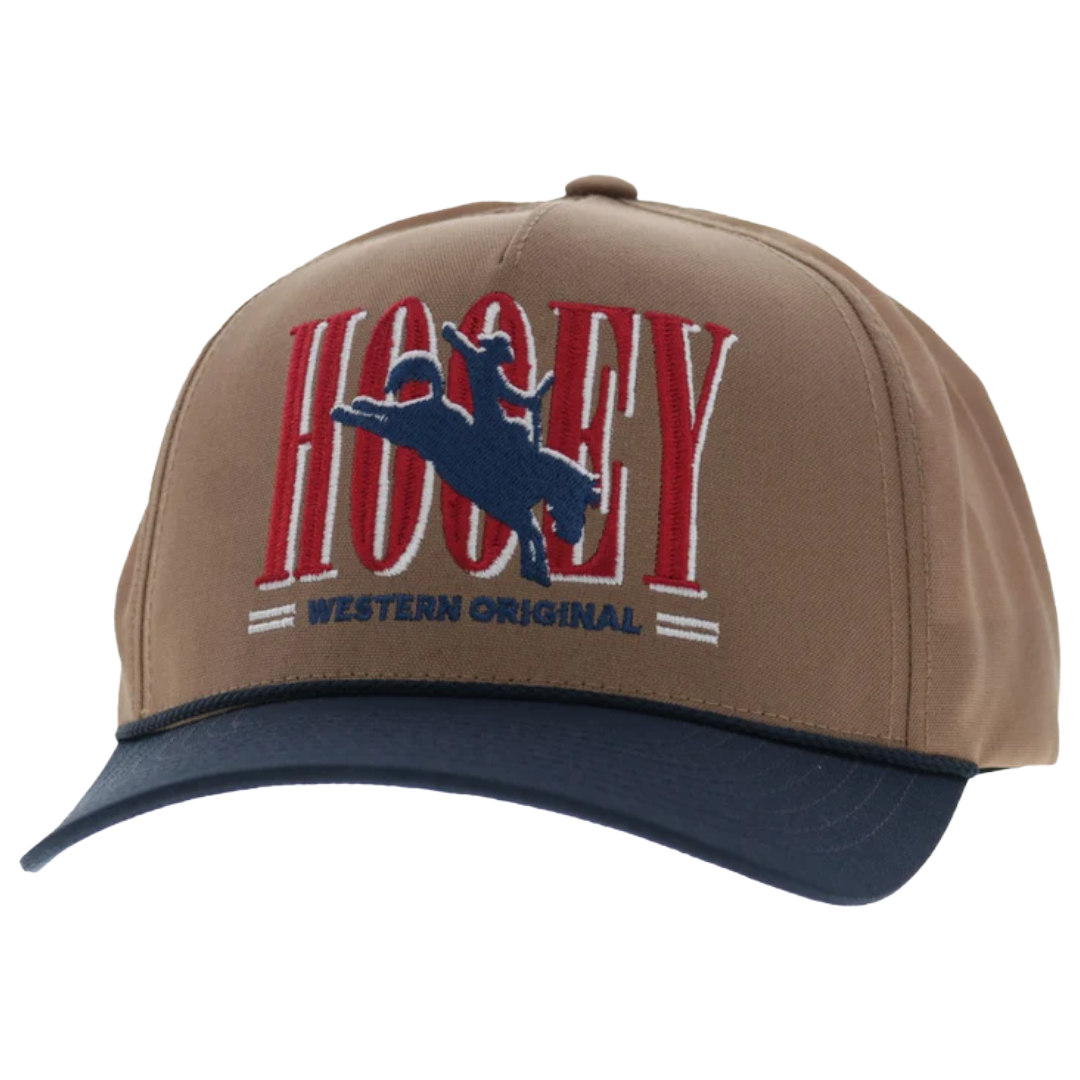 Hooey Wide Ride Tan & Navy 5-Panel Trucker Cap 2669T-TNNV
