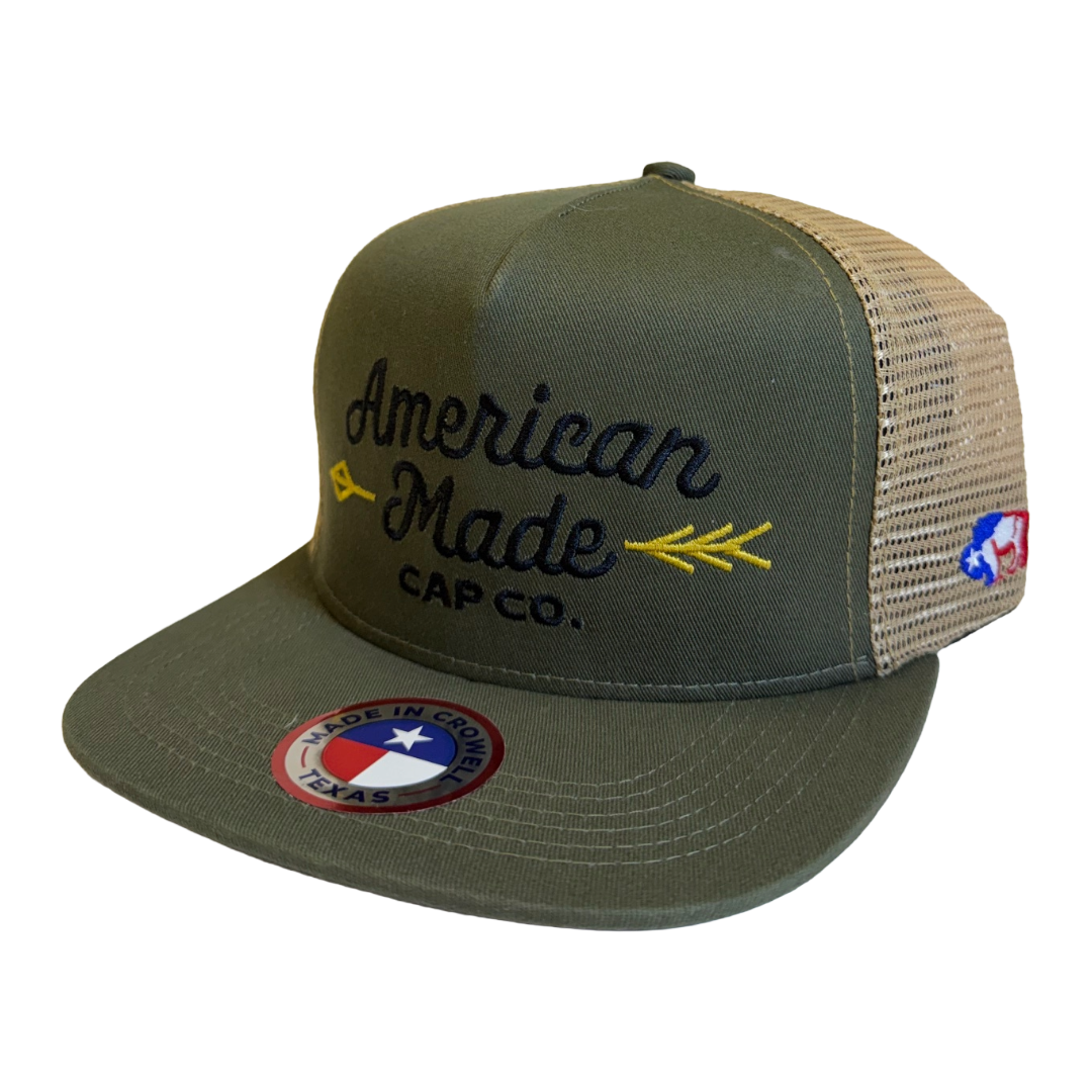 Hooey AMCC Olive & Tan 5 Panel Trucker Cap 9773T-OLTN
