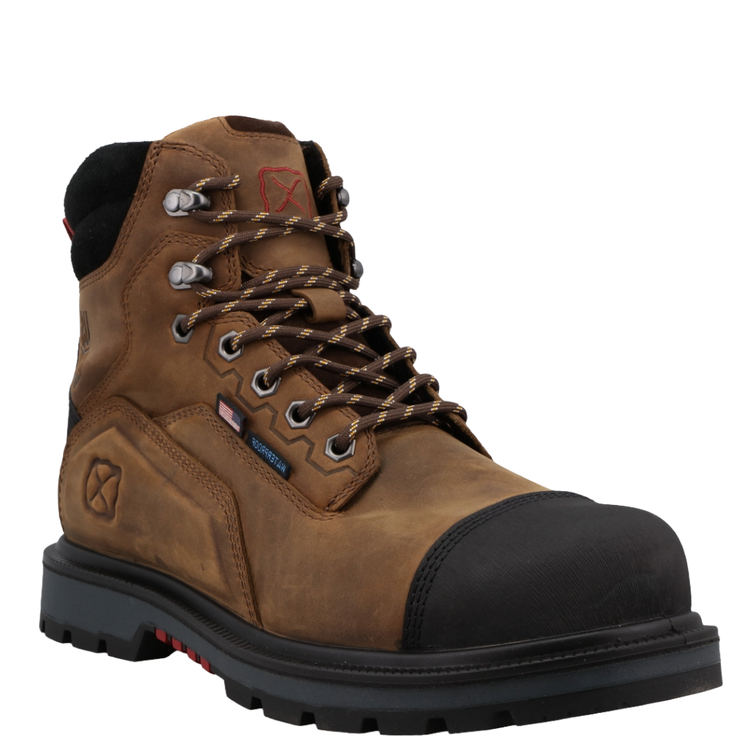 Twisted X Men's Brown & Black Leather Nano Toe 6" Work Boot MDANW01