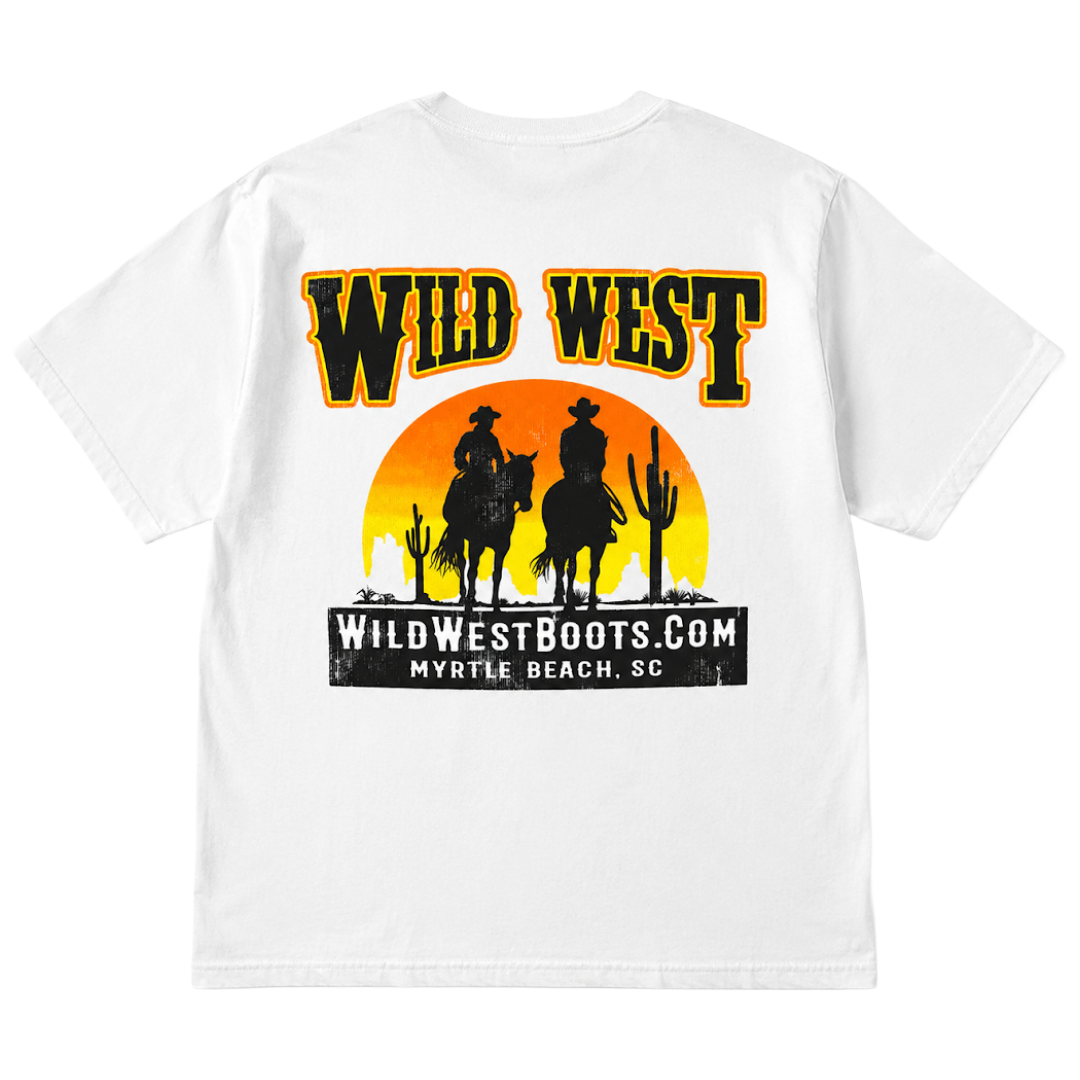 Wild West White Short Sleeve Graphic T-Shirt WWTSHIRT-WHT