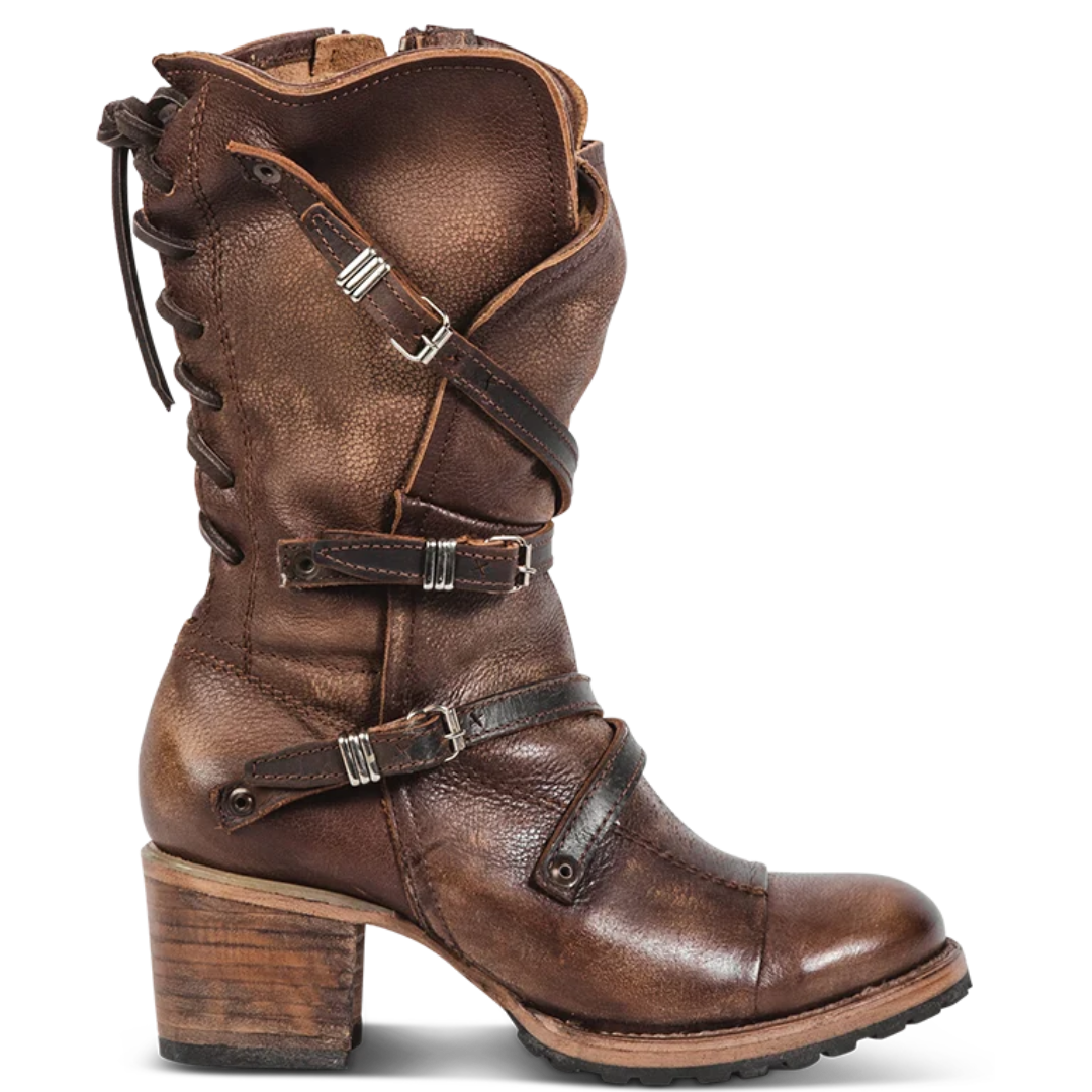 Freebird Ladies Cora Brown Buckle Strap Leather Boot CORA-BRN